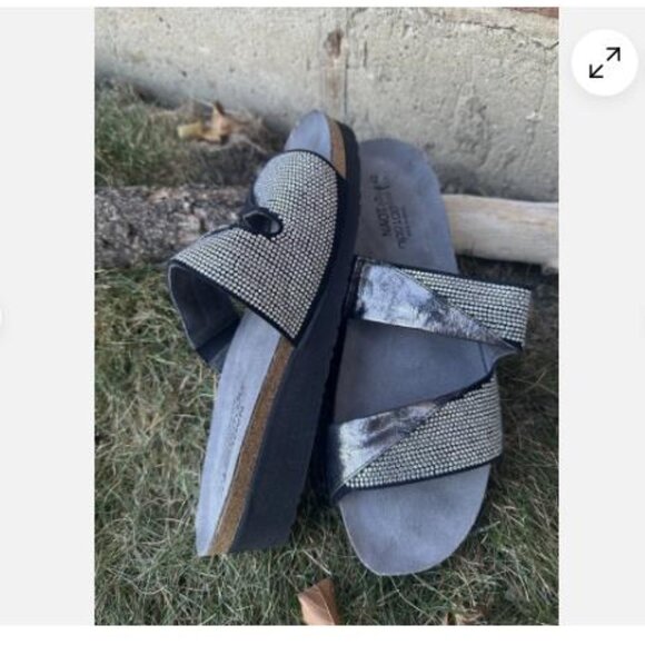 Naot Mila Metallic Onyx Sandal Size 42 US 11 Black Silver Fast Shipping New - Picture 2 of 6